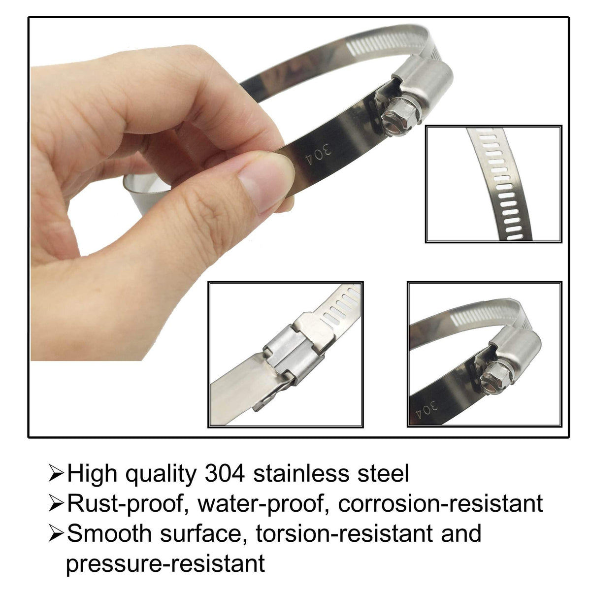 8Pcs 118-140mm Hose Clips Adjustable 304 Stainless Steel Duct Clamps