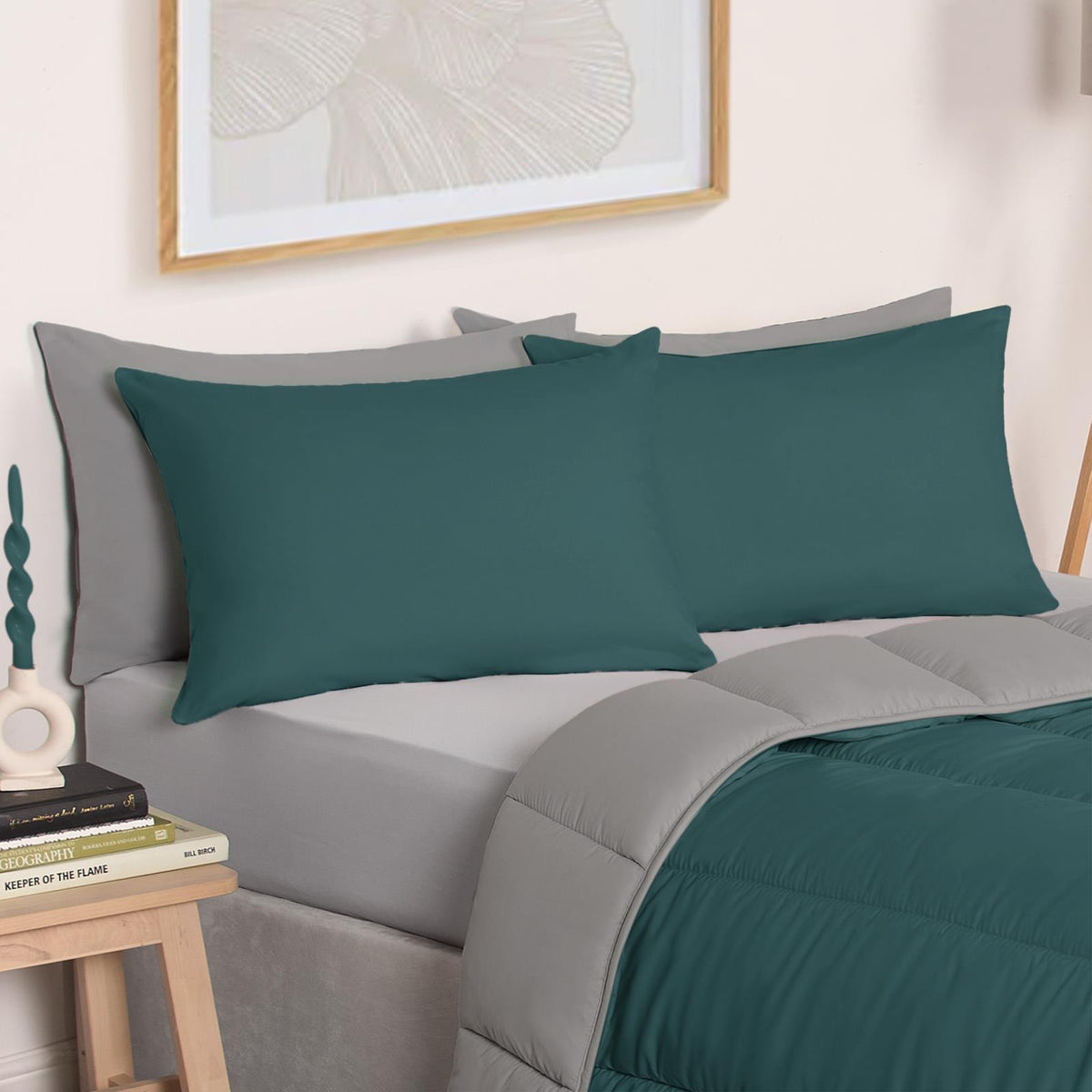 OHS Coverless Duvet & Pillowcase 10.5 Tog Bedding Set Easy Care Reversible