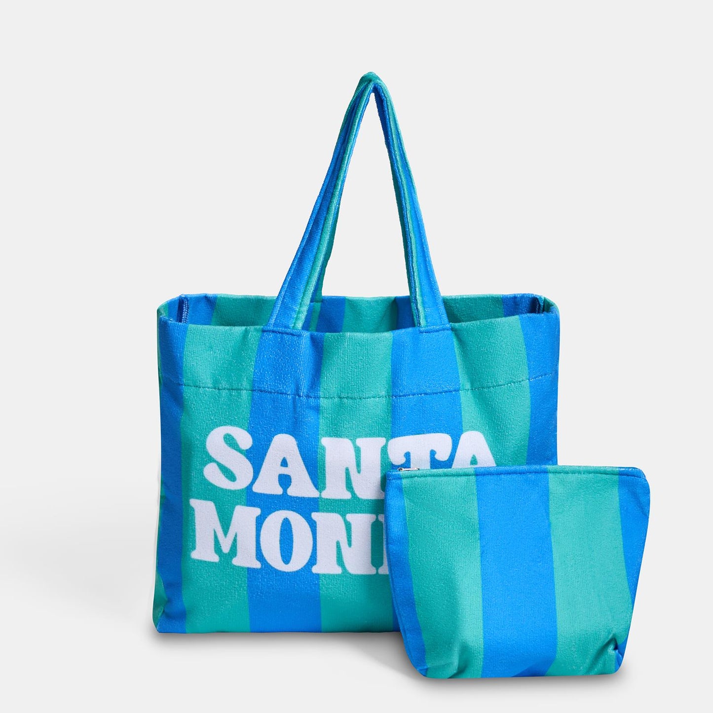 OHS Fun Print Beach Bag with Pouch Towelling Shoulder Tote Bag Holiday Travel