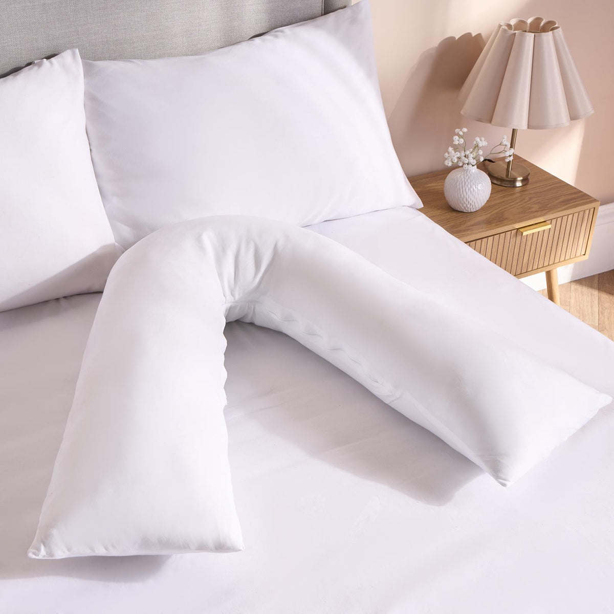 OHS Fluffy V-Shaped Pillow Filled Cushion Body Neck Support Orthopaedic