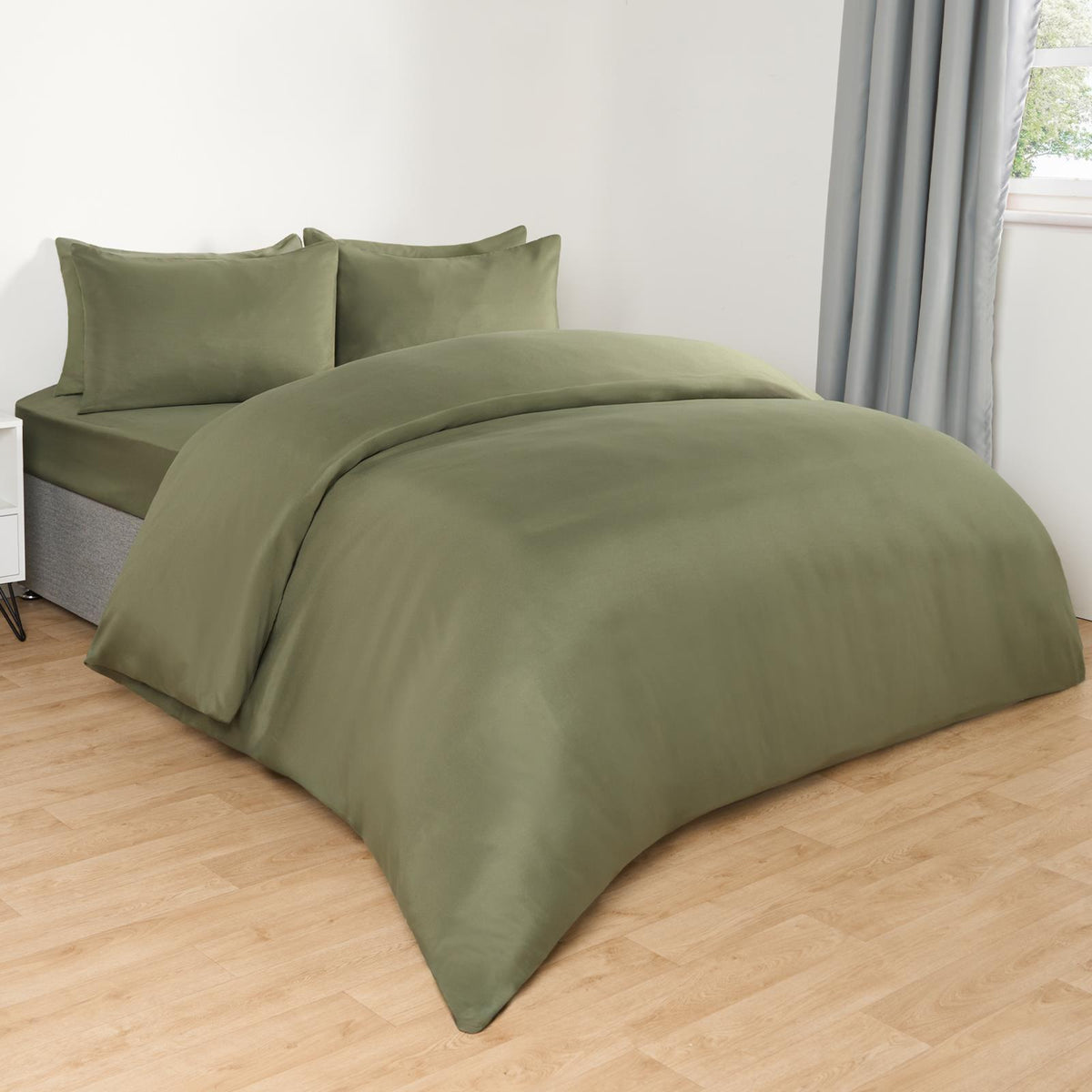 OHS Plain Duvet Cover & Pillowcase Reversible Bedding Set OR Fitted Sheet