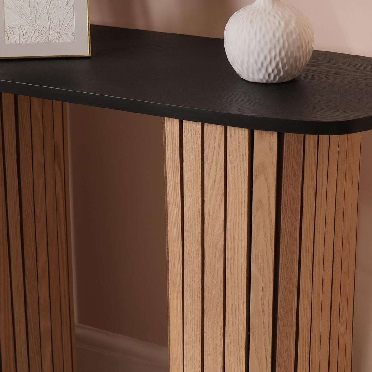 OHS Madison Console Table Ribbed Engineered Wood Entryway Display Unit Decor