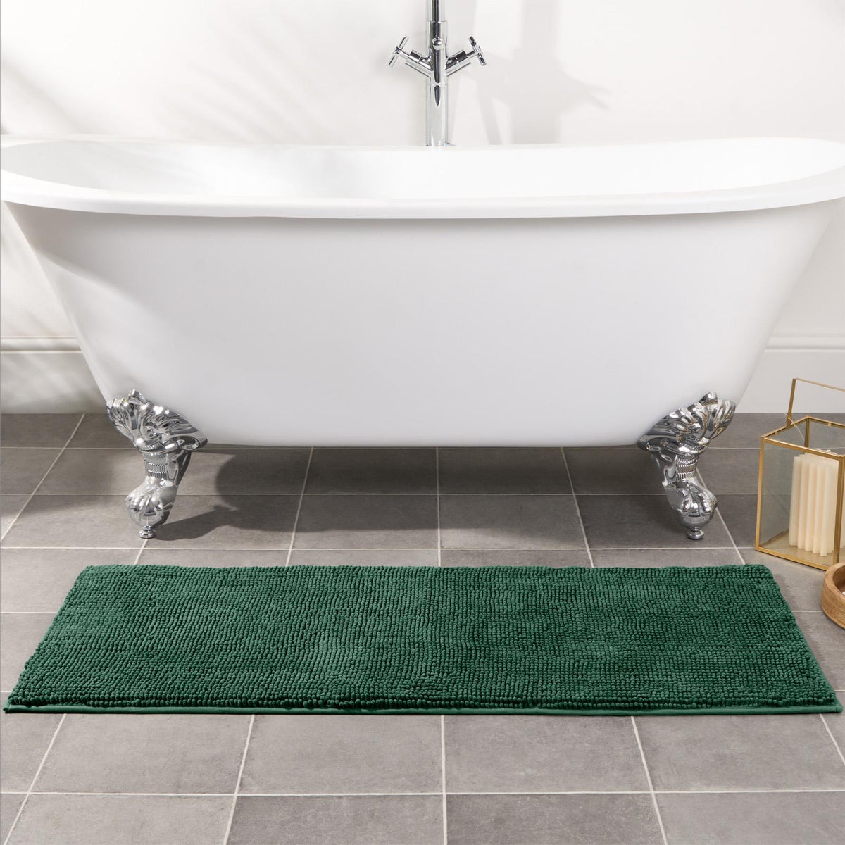 Brentfords Noodle Bath Mat Non Slip Shower Soft Highly Absorbent Chenille Shaggy