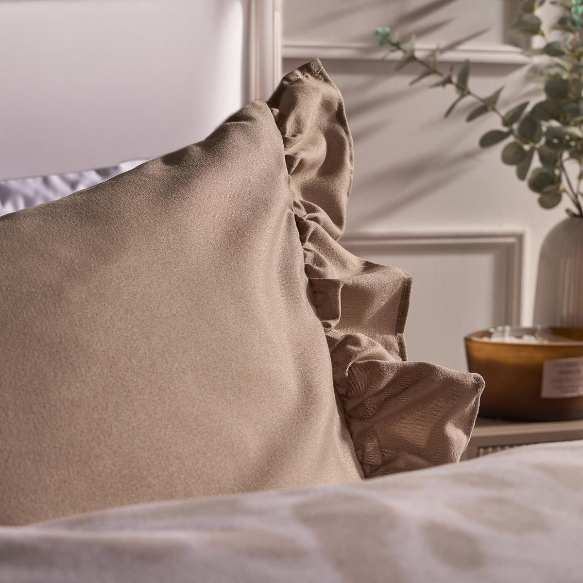 OHS Frill Edge Bedding Set Microfibre Decor Duvet Cover with Pillowcase