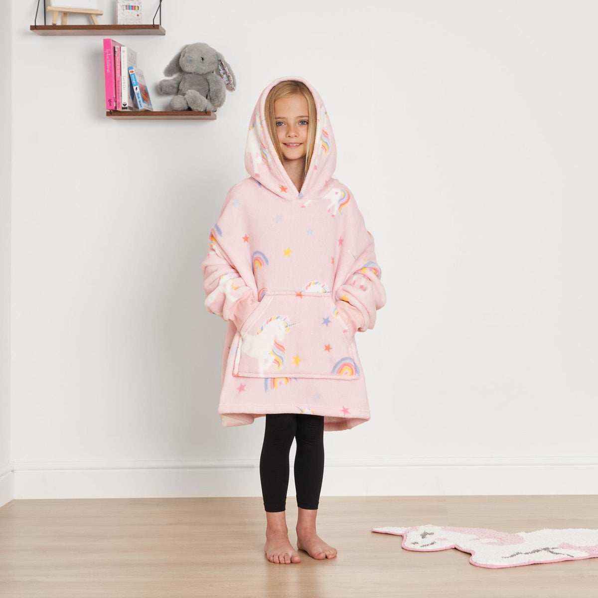 Kids Hoodie Blanket Oversized Sherpa Fleece Jumper Sweatshirt Soft Warm Throw