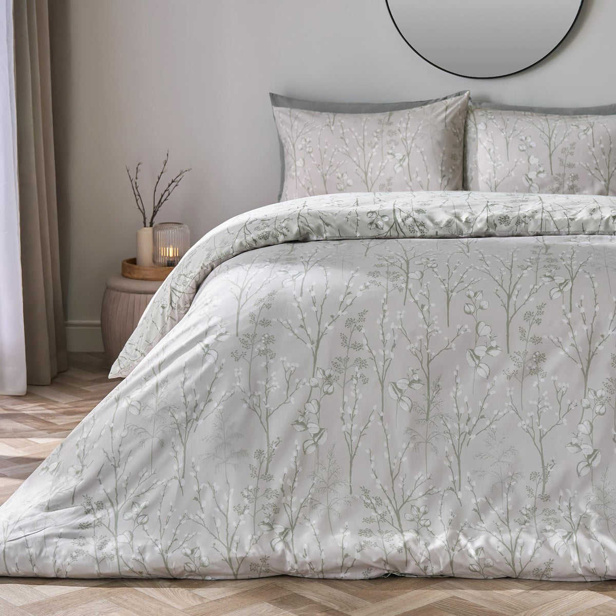 OHS Willow Branch Bedding Set Microfibre Duvet Cover with Pillowcase