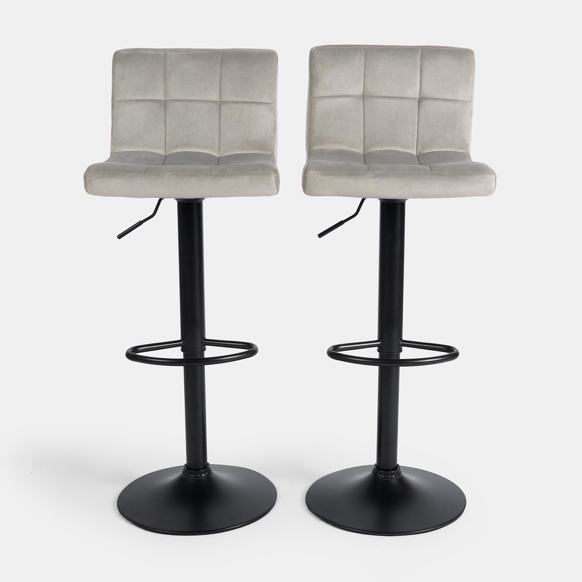 Adjustable Bar Stools x 2 Velvet Swivel Pub Seat Kitchen Breakfast Counter Chair