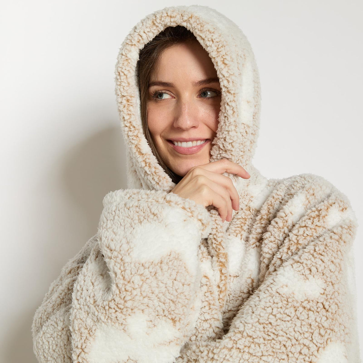 OHS Teddy Marl Dressing Gown Prints Ladies Warm Womens Loungewear Bathrobe
