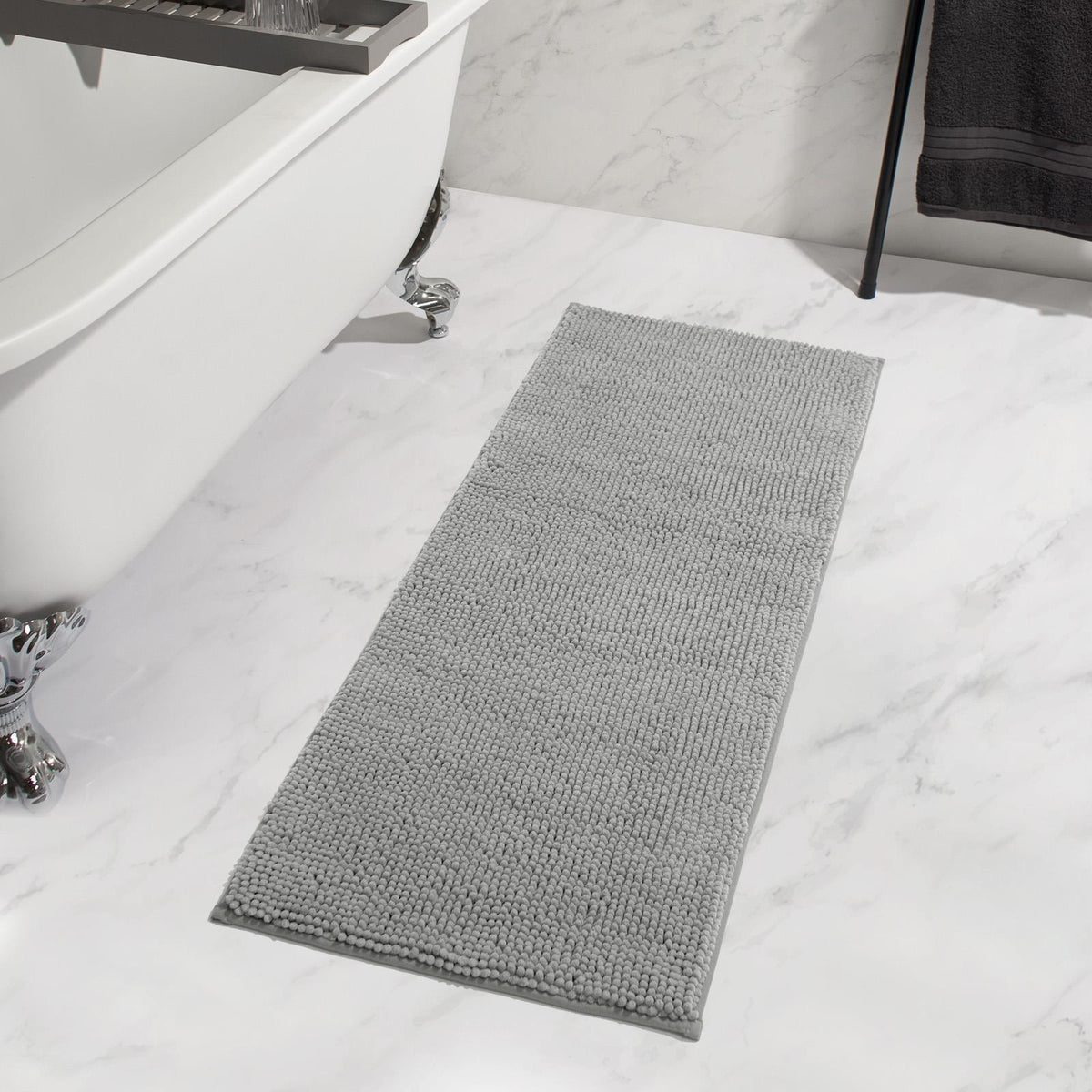 Brentfords Noodle Bath Mat Non Slip Shower Soft Highly Absorbent Chenille Shaggy