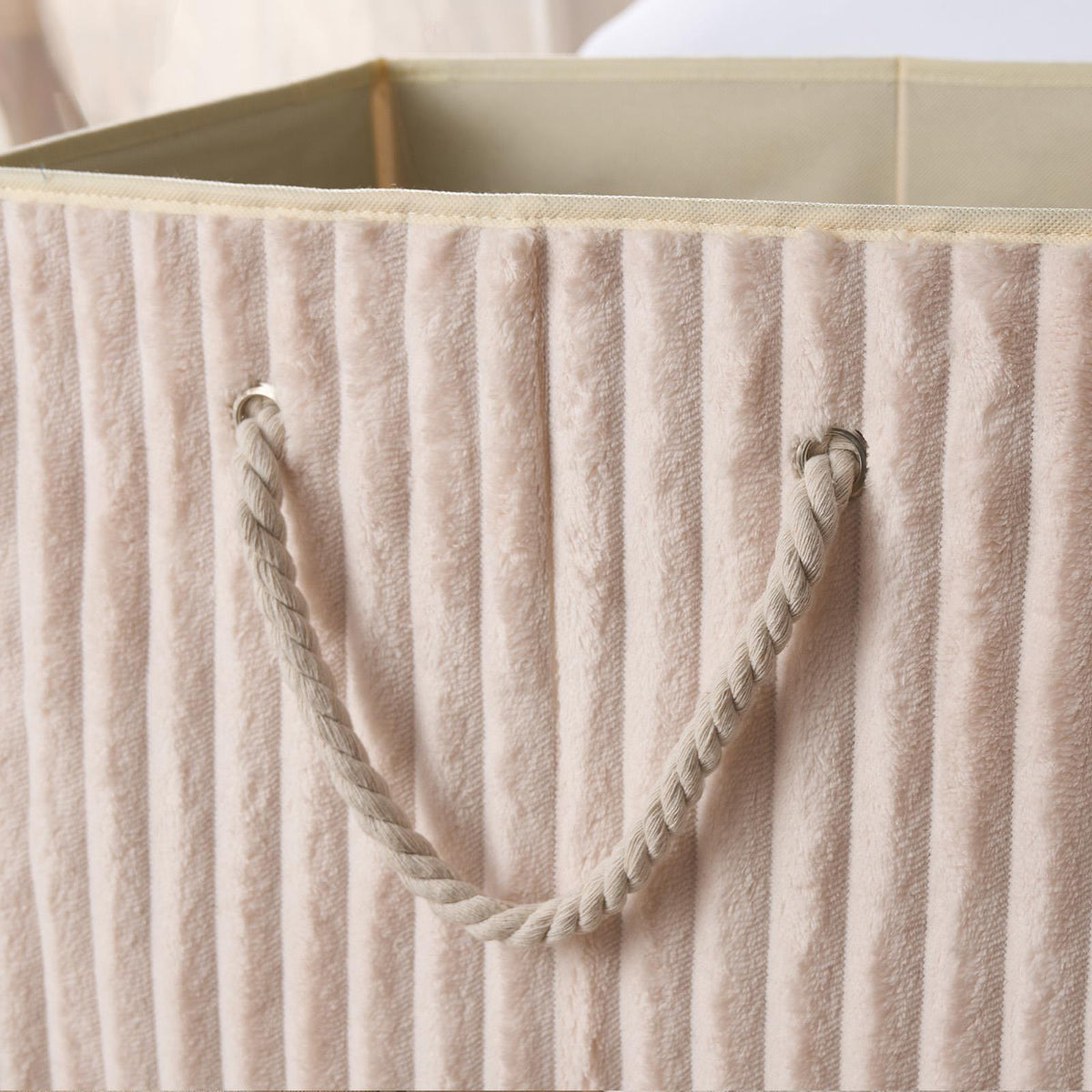 OHS Ribbed Laundry Basket with Lid Foldable Hamper Bag Washing Bin Storage