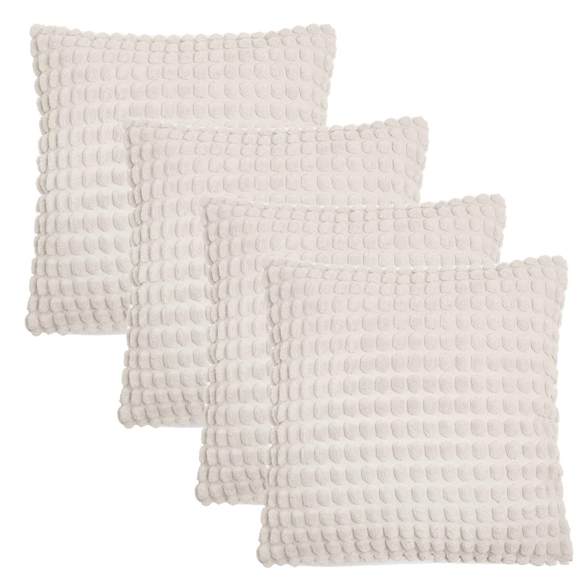 OHS Bobble Cushion Covers Soft Fleece Square Pillowcases Winter Home Decor