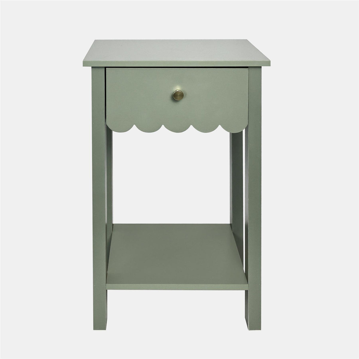OHS Scallop Bedside Wood Nightstand 1 Drawer Storage Unit End Table Home Decor