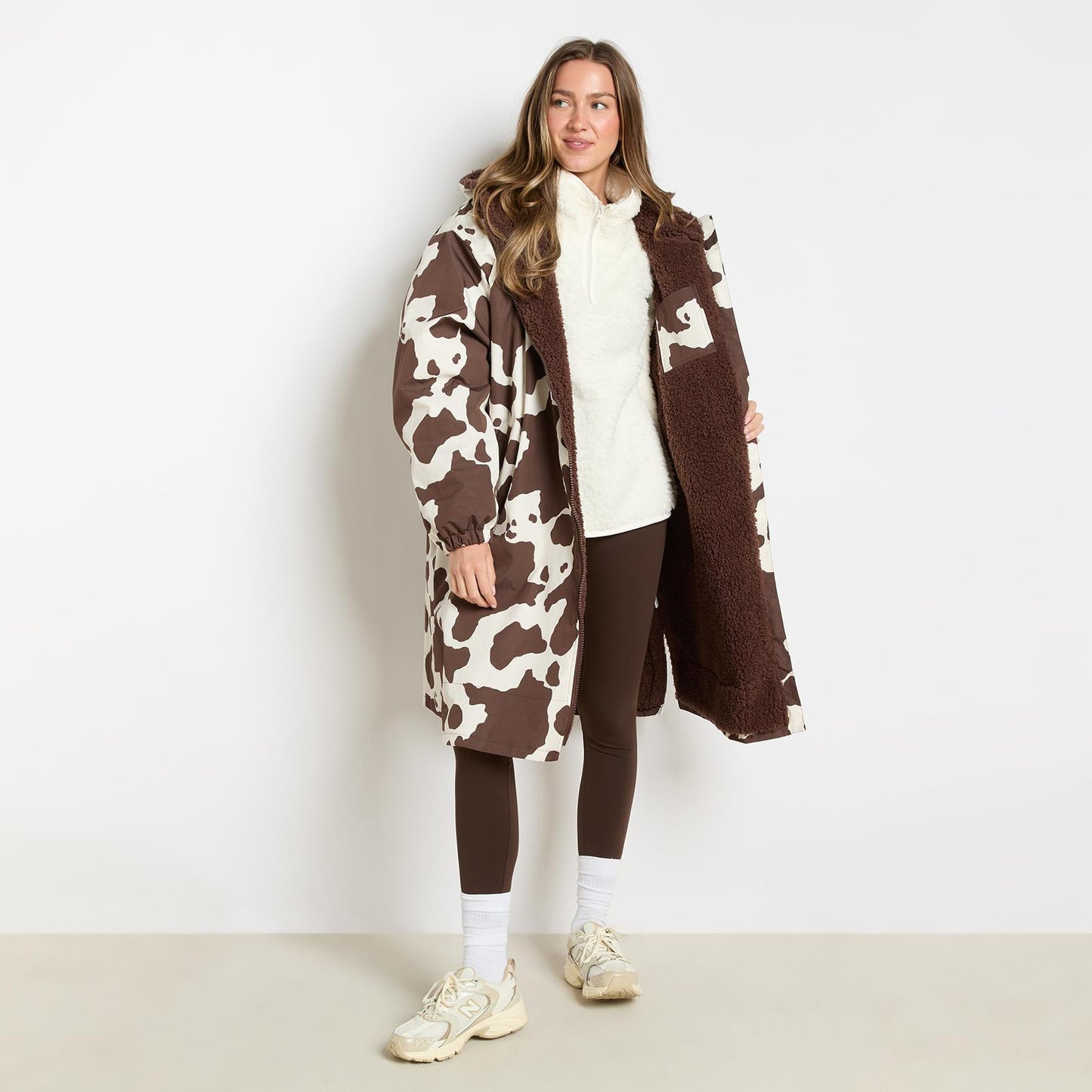 OHS Coat Drying Robe Animal Print Sherpa Lined Water Resistant Oversized