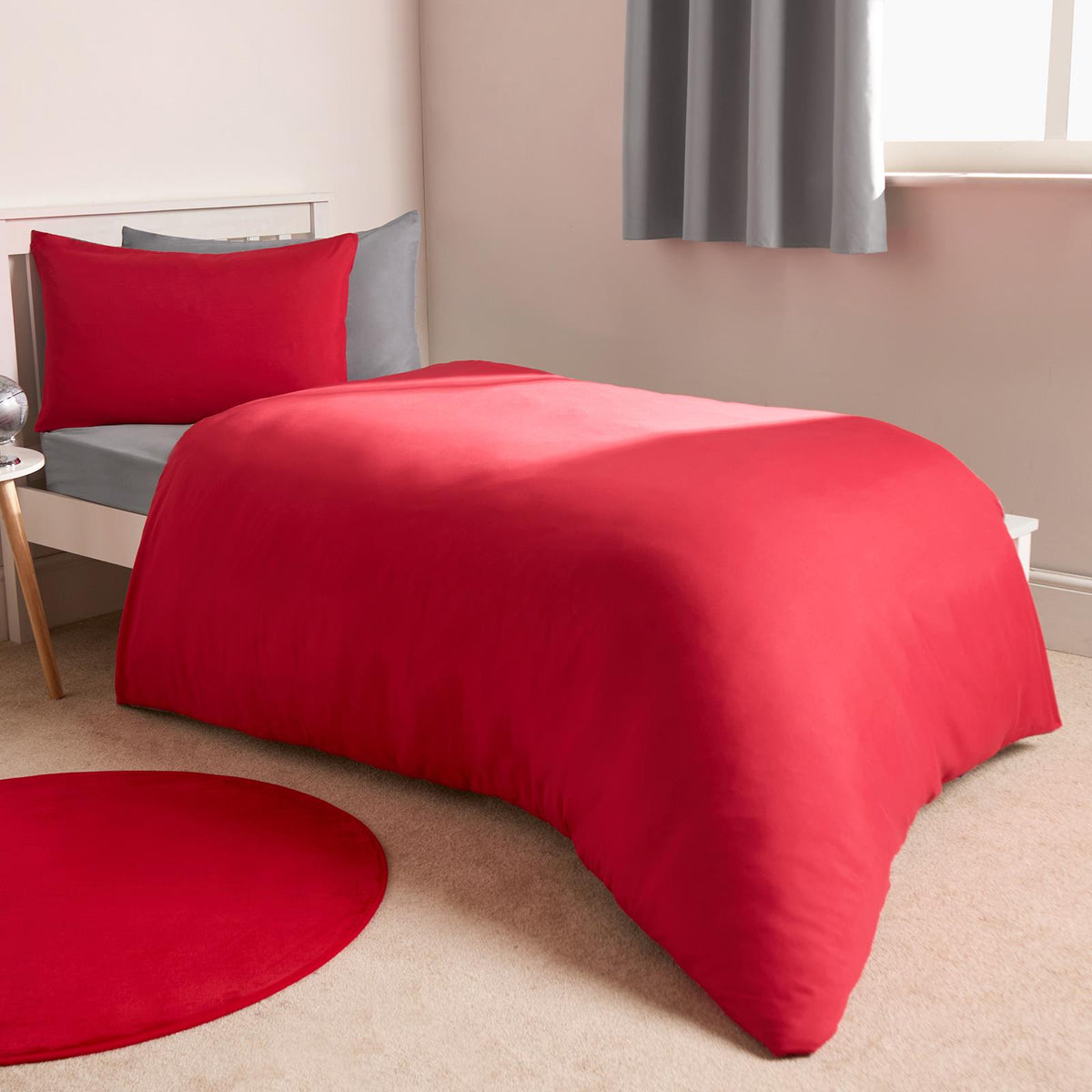 OHS Plain Duvet Cover & Pillowcase Reversible Bedding Set OR Fitted Sheet