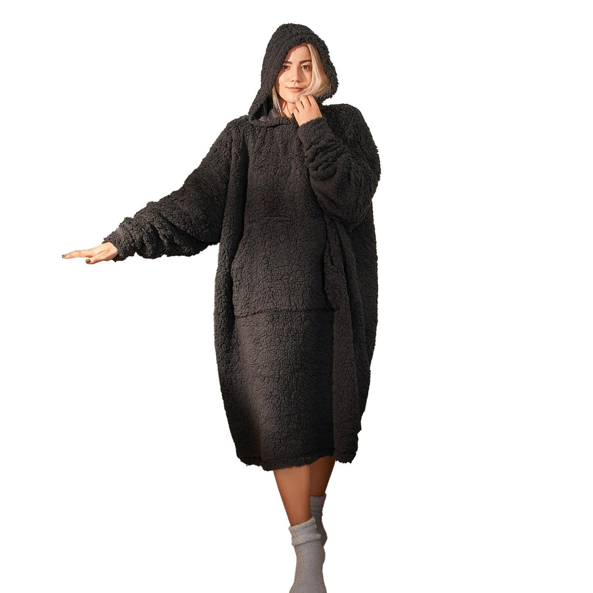 Brentfords Extra Long Blanket Hoodie Oversized Teddy Fleece Sweatshirt Adult NEW