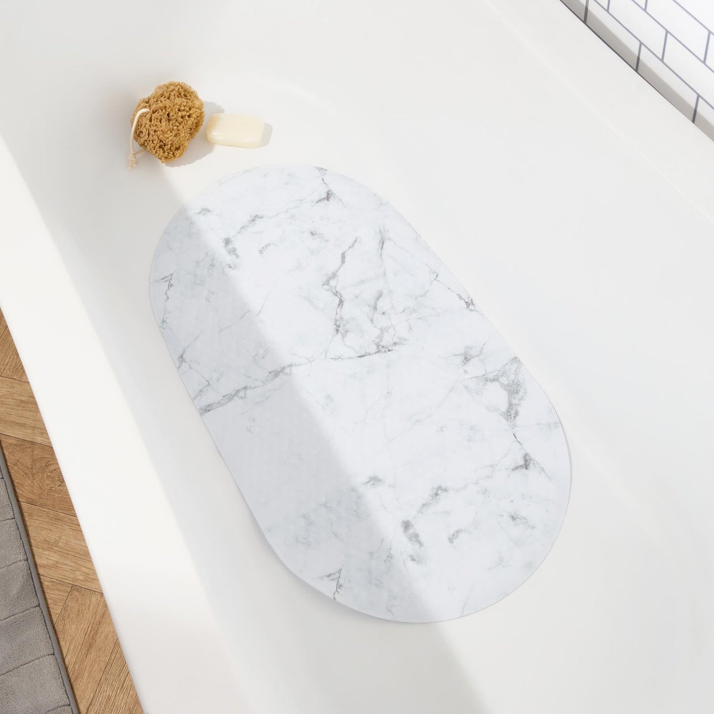 OHS PVC Bath Mat Clear Printed Non Slip Quick Dry Shower Rug Adults Kids