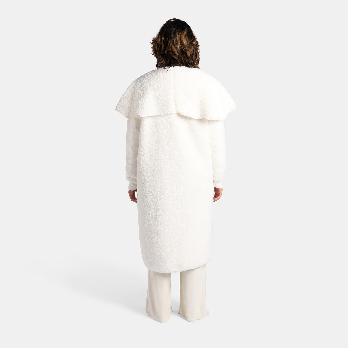 OHS Waterfall Long Cardigan Warm Teddy Fleece Open Front Wrap Loungewear Outwear