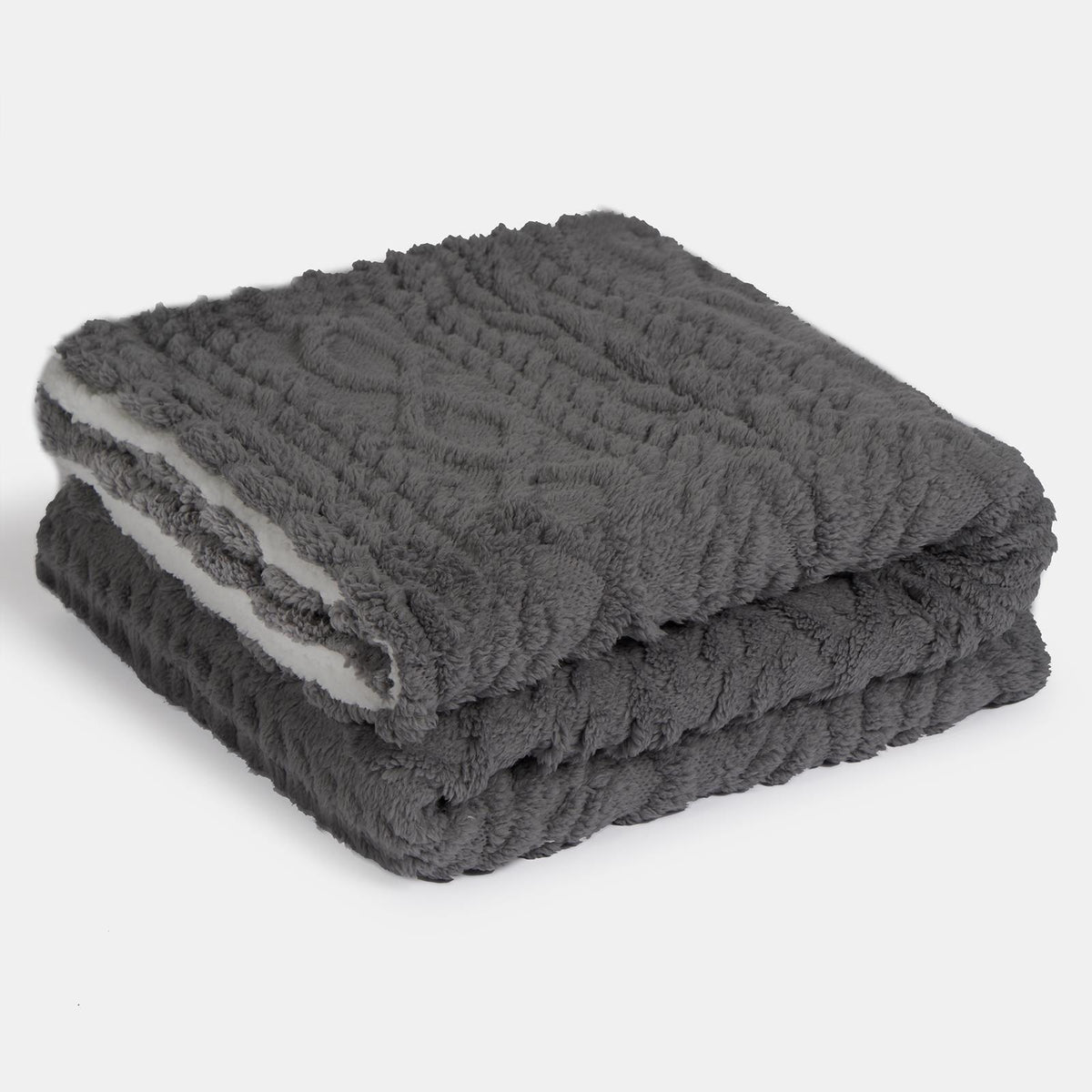 OHS Cable Knit Blanket Sherpa Fleece Sofa Plush Soft Warm Throw Over Bed Chair