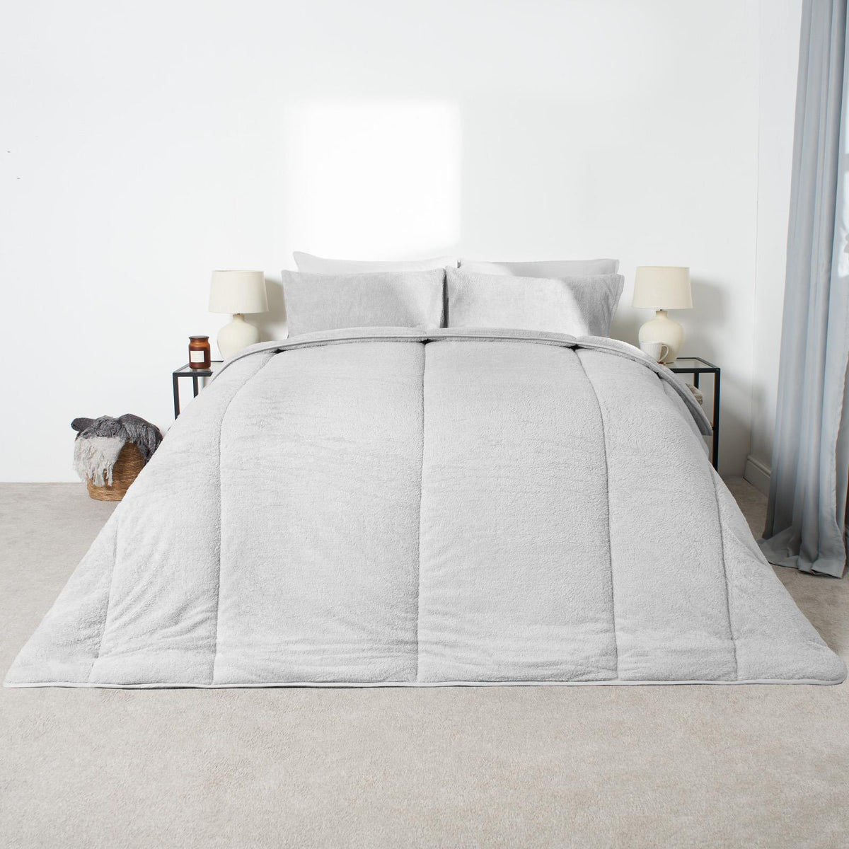 OHS Coverless Duvet 10.5 TOG Teddy Fleece Pillowcase Bedding Set Double King