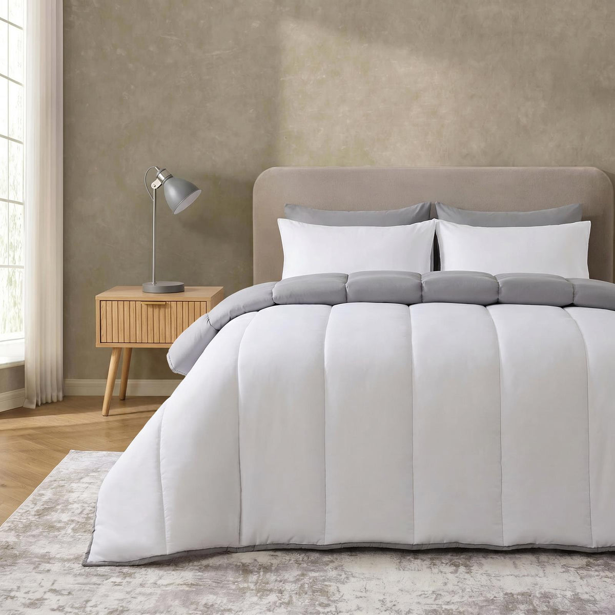 OHS Coverless Duvet & Pillowcase 10.5 Tog Bedding Set Easy Care Reversible