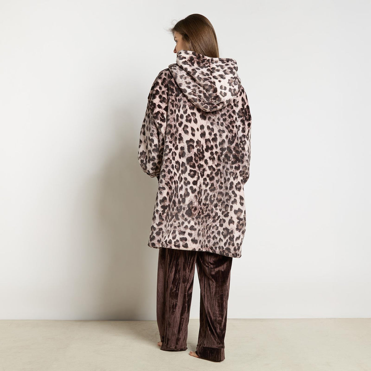 OHS Animal Prints Hoodie Blanket Sherpa Lined Fleece Wearable Throw