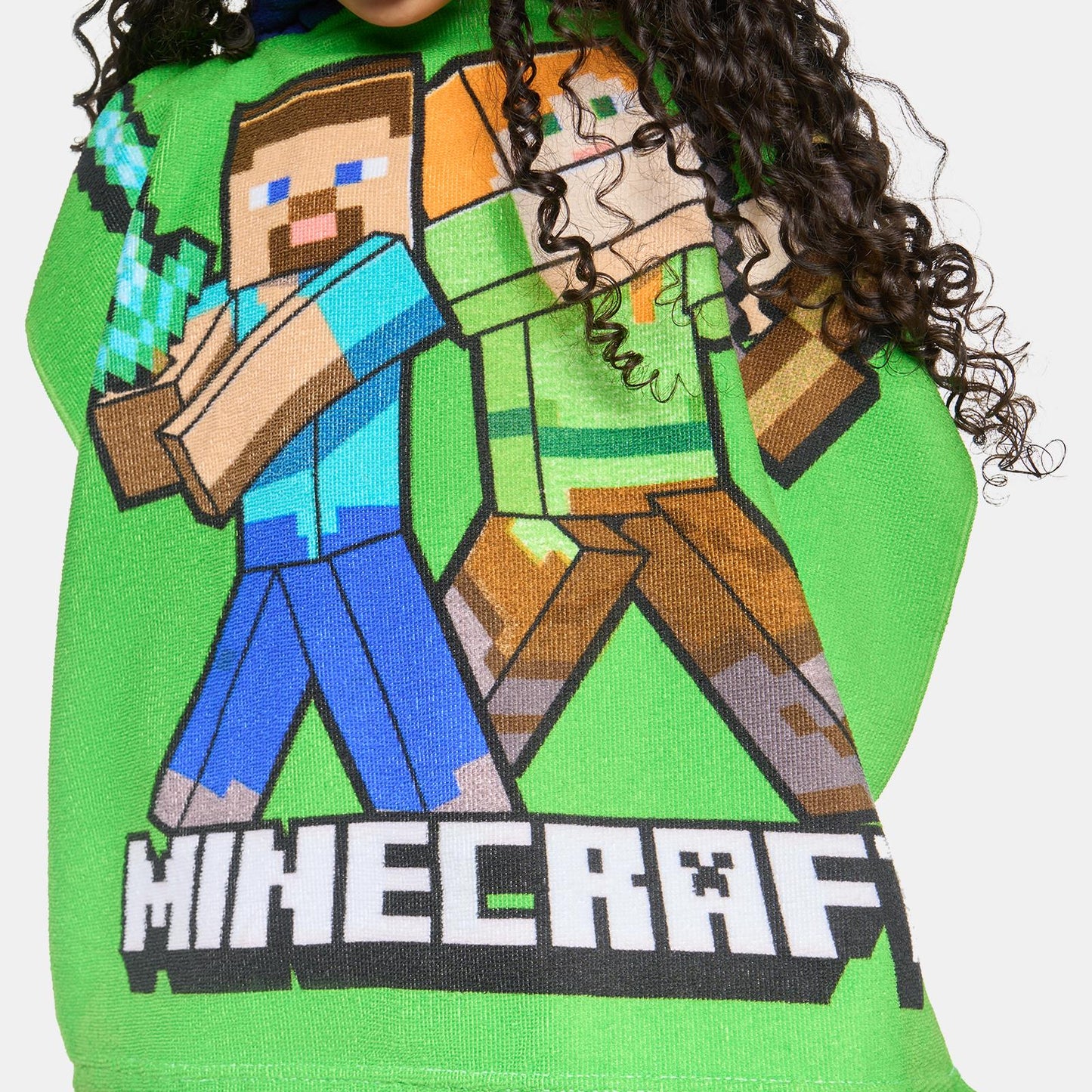 OHS x Minecraft Kids Beach Towel Hooded Poncho Absorbent Quick Dry Microfibre