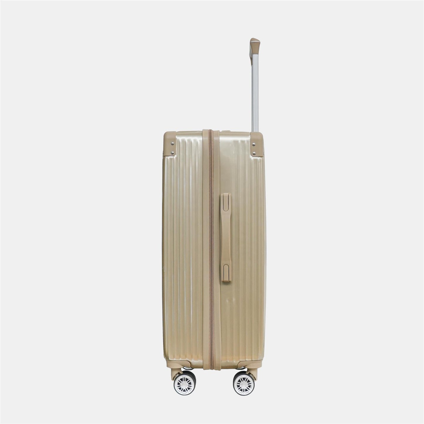 OHS Metallic Effect Suitcase Set 3-Piece Hard Shell Luggage 4 Wheel ABS