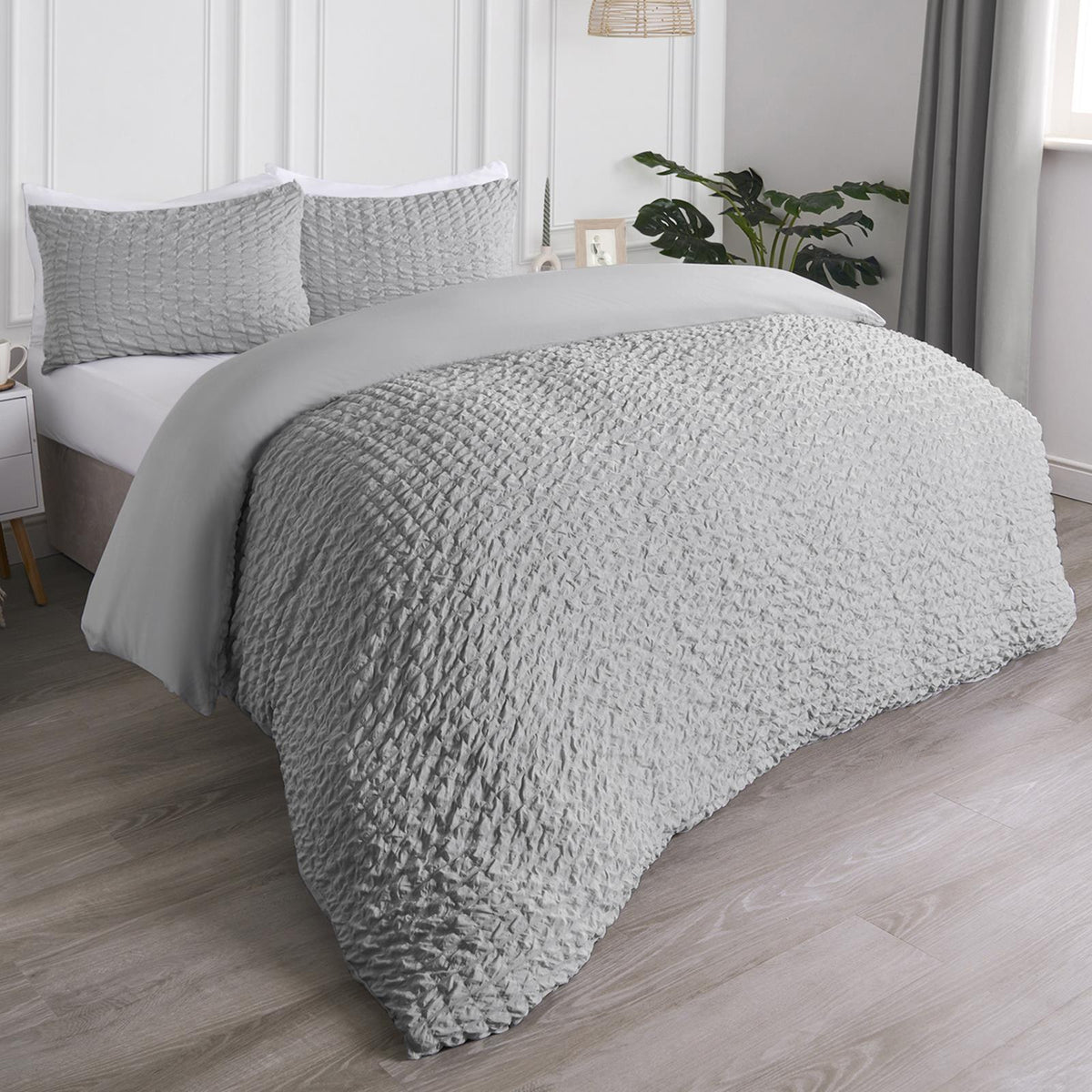 Luxury Seersucker Duvet Cover Set Geo Pillowcase Quilt Bedding Double King Size