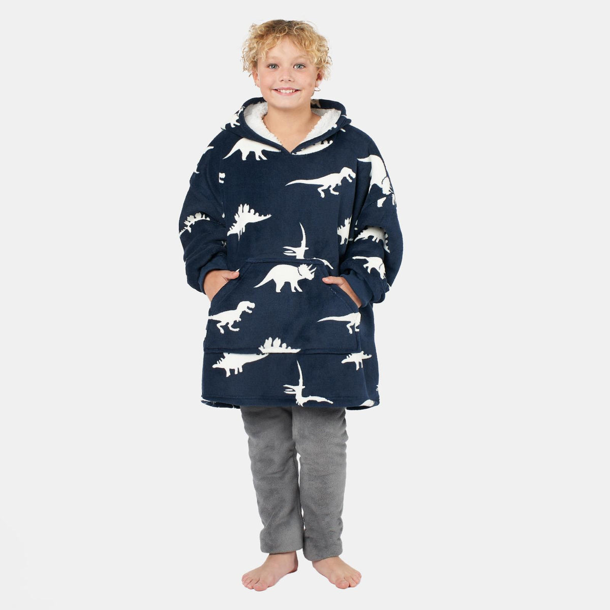 Kids Hoodie Blanket Oversized Sherpa Fleece Jumper Sweatshirt Soft Warm Throw