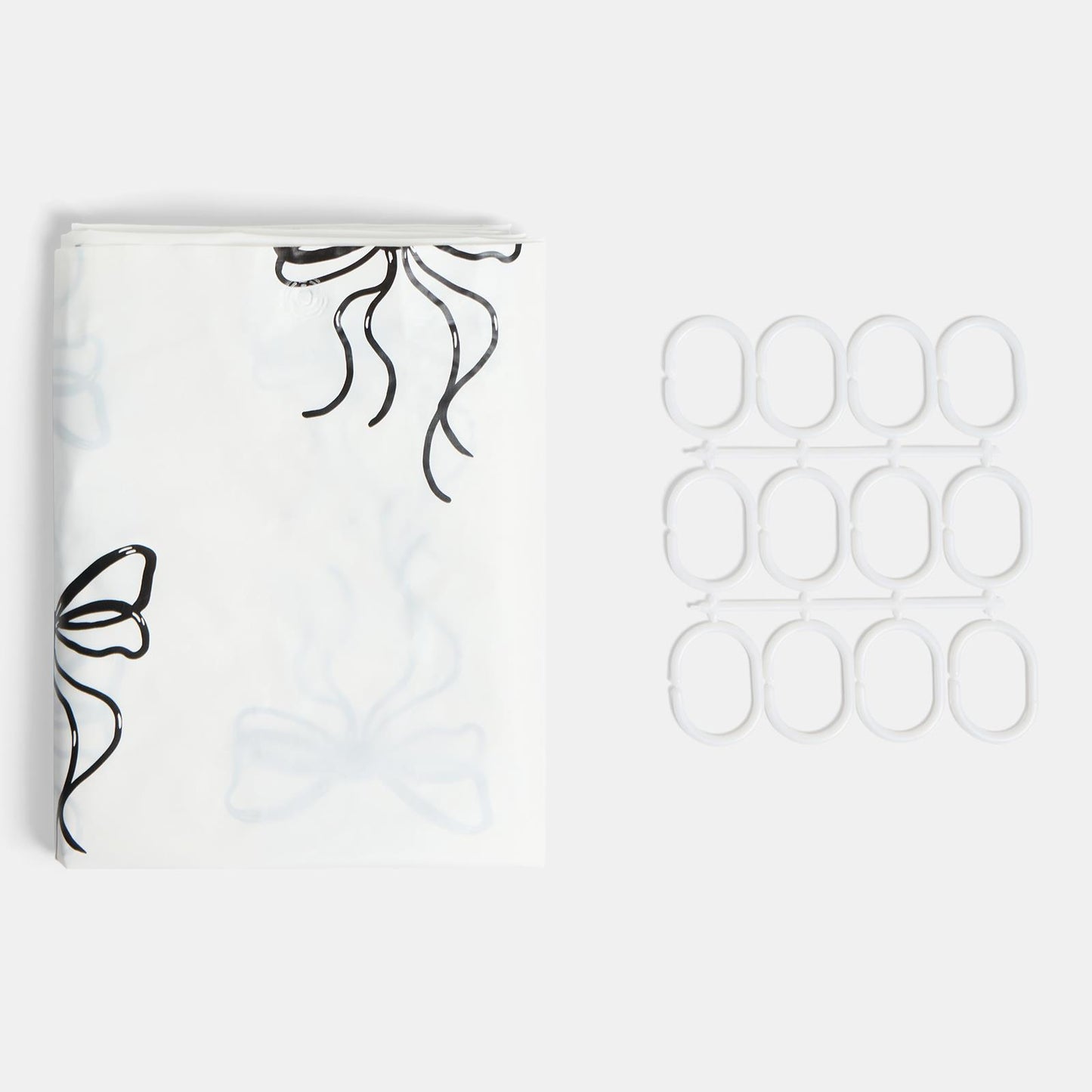 OHS Bows Shower Curtain with 12 Hooks Mould Proof Bathtub Curtains
