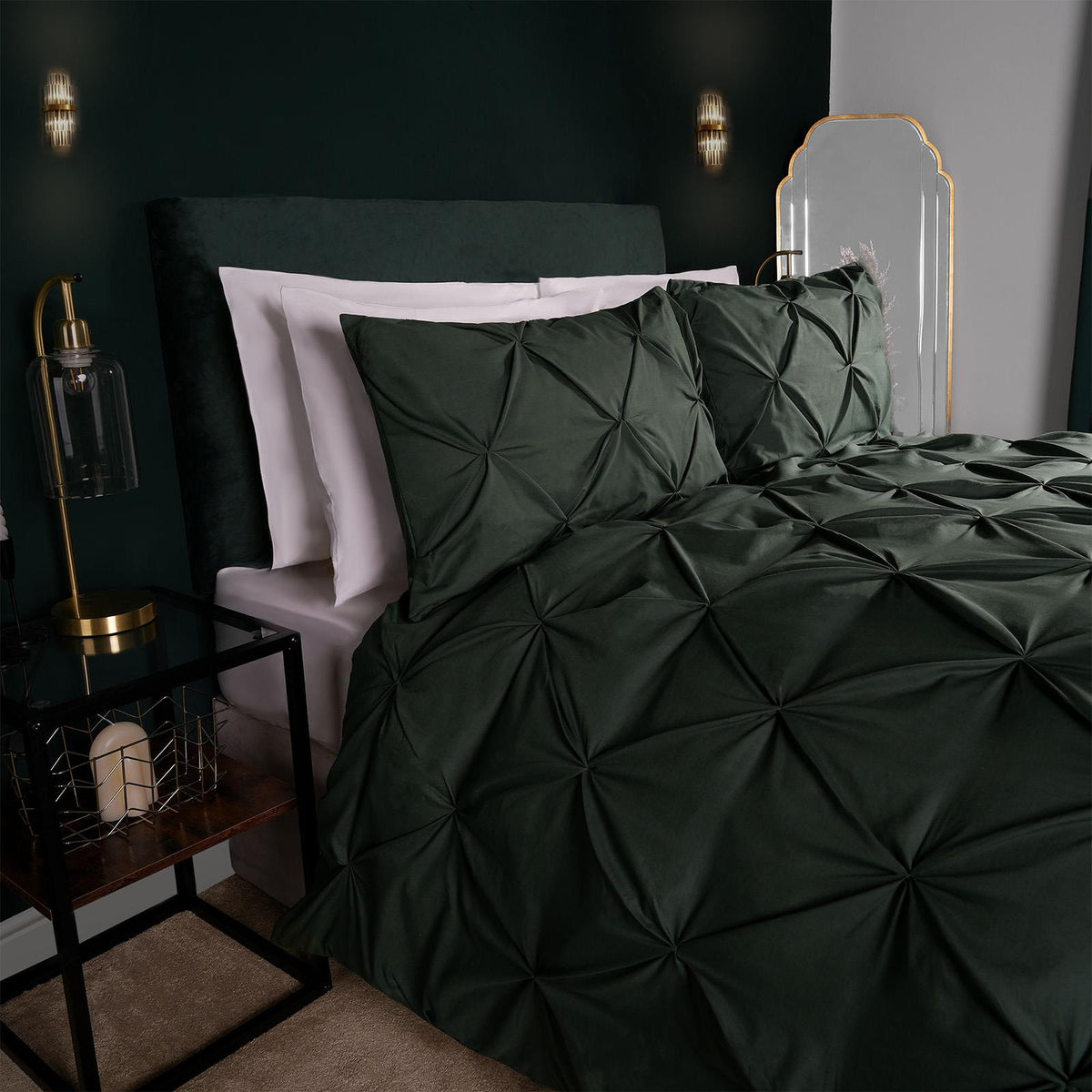 Pintuck Duvet Cover Pillowcase Pleated Polycotton Bedding Set Single Double King
