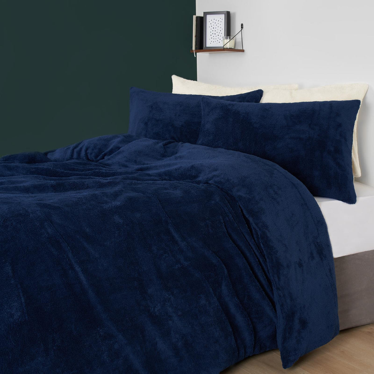 OHS Teddy Fleece Duvet Cover with Pillow Case Thermal Warm Bedding Set