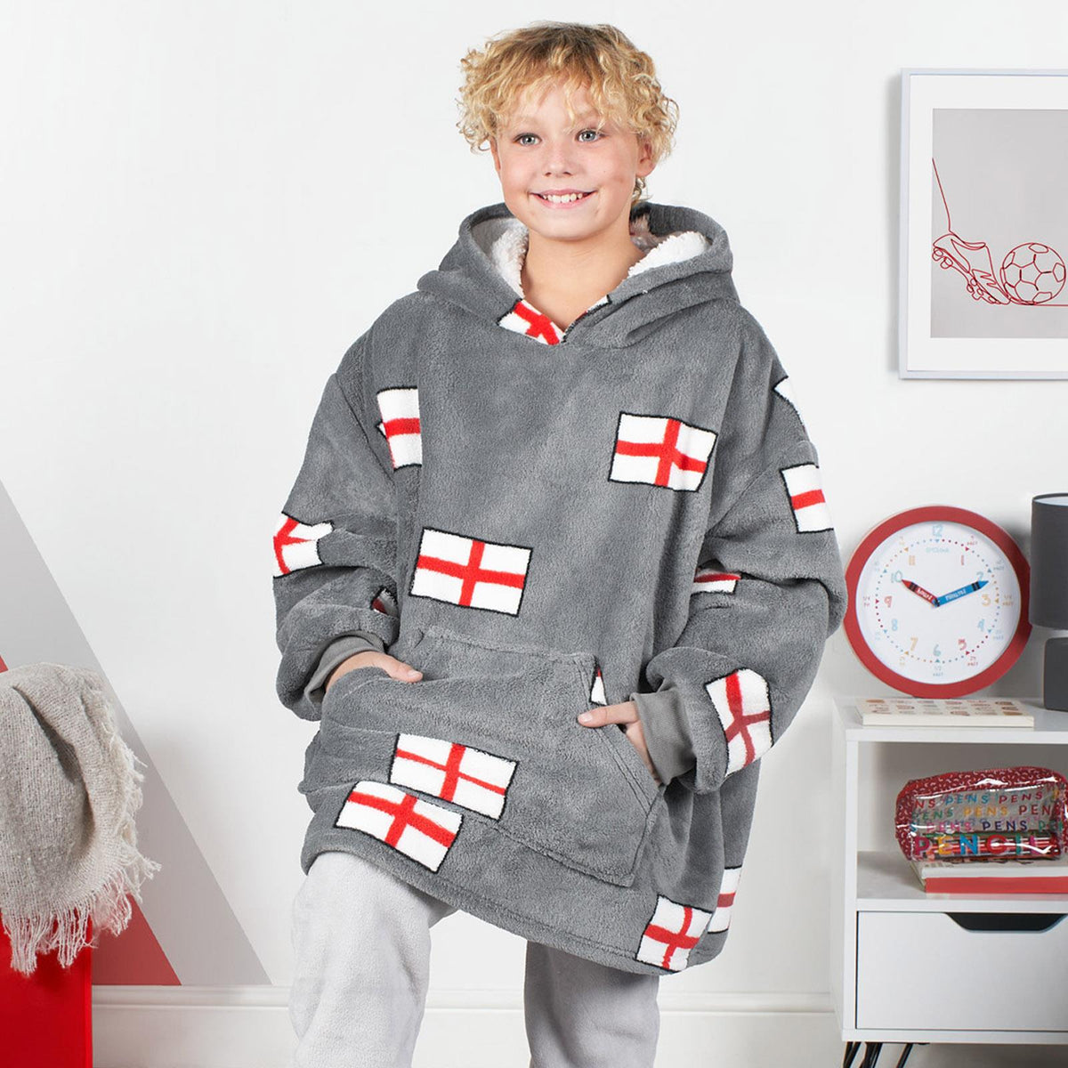 Kids Hoodie Blanket Oversized Sherpa Fleece Jumper Sweatshirt Soft Warm Throw