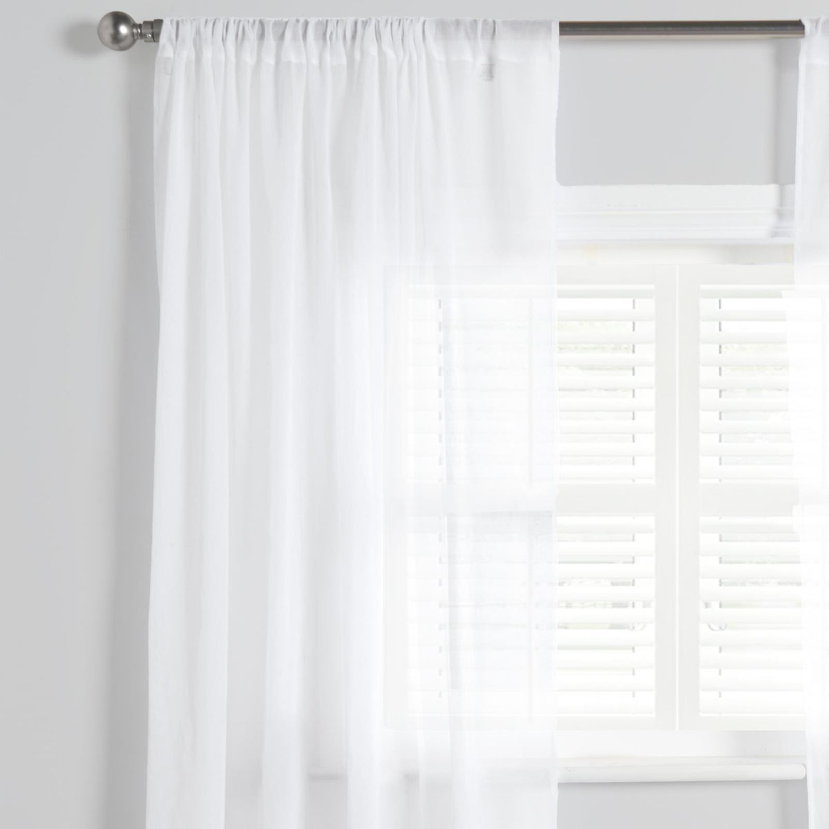 OHS Linen Look Voile Net Curtains 2 Panels Rod Slot Top Pair Home Set 55x87