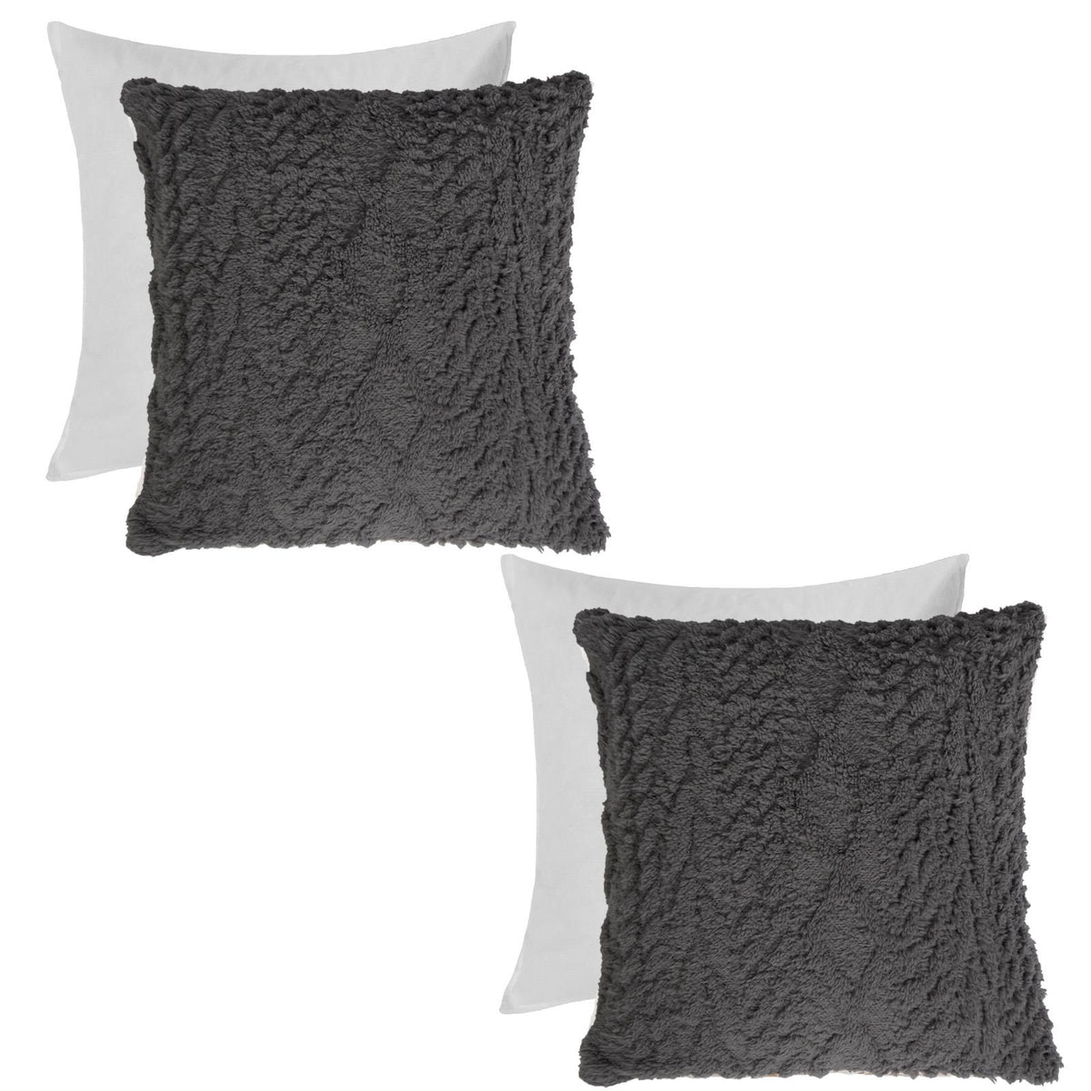 OHS Cable Knit Cushion Covers 2 Pack Sherpa Square Pillowcases Home Decor