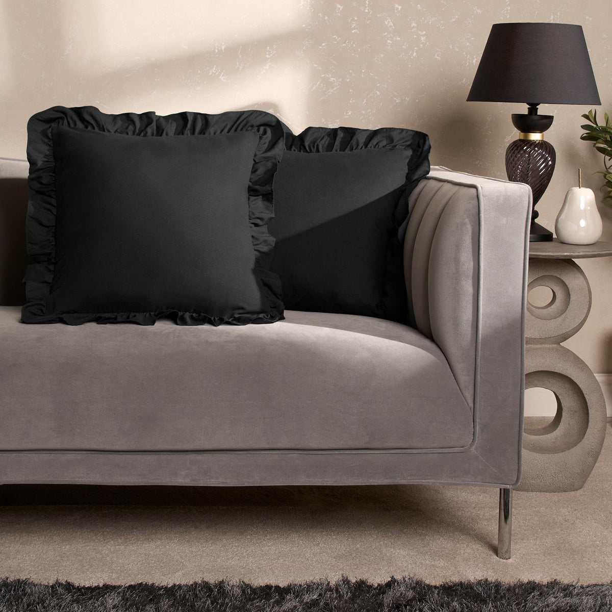 OHS Frill Cushion Covers Faux Linen Soft Square Pillowcases Home Decor Multipack
