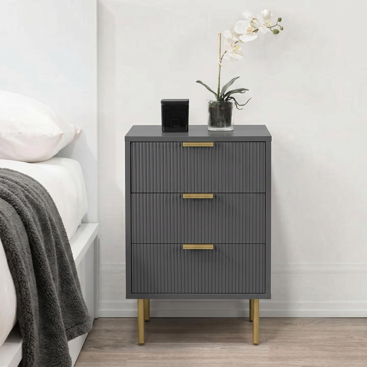 OHS Ribbed Drawer Unit Bedside Table 3/4/5/6 Draw Cabinet Nightstand Sideboard