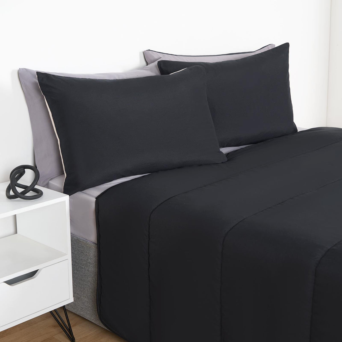 OHS Coverless Duvet & Pillowcase 10.5 Tog Bedding Set Easy Care Reversible
