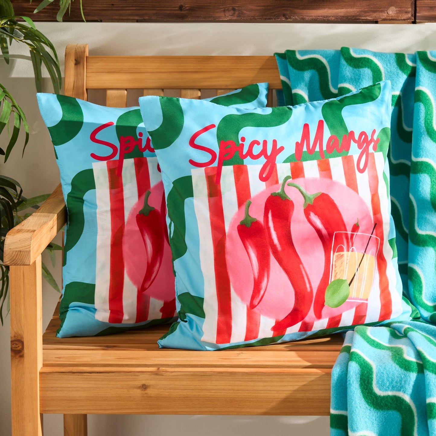 OHS Fun Print Garden Cushion Covers 2 Pack Water Resistant Outdoor Indoor