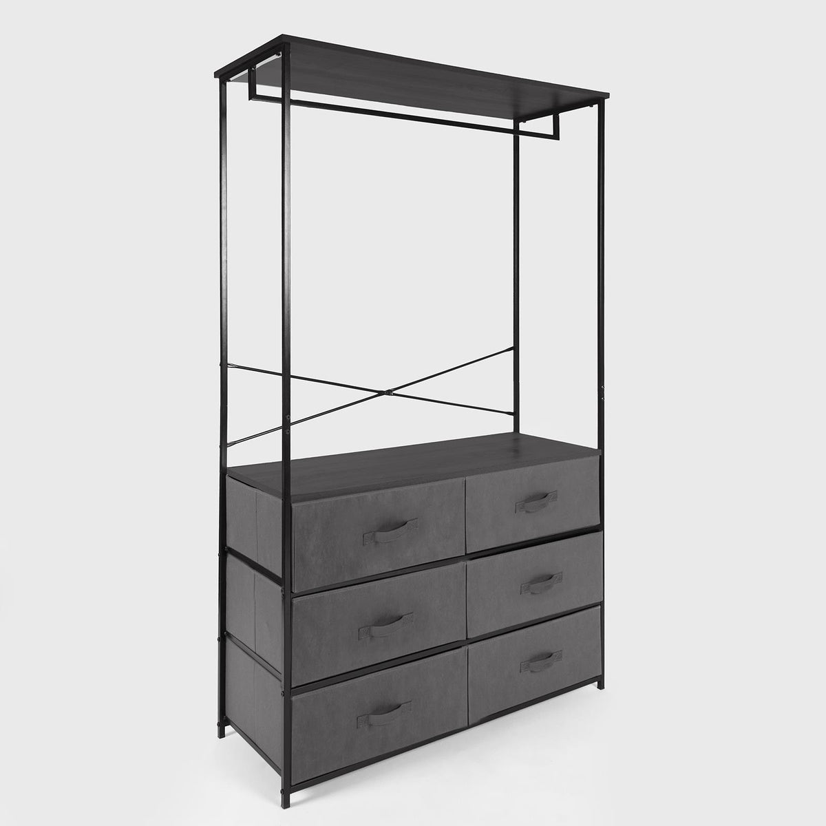 Cabinet Rail Wardrobe Open Home 6 Drawer Coat Hanger Storage Clothes Organiser