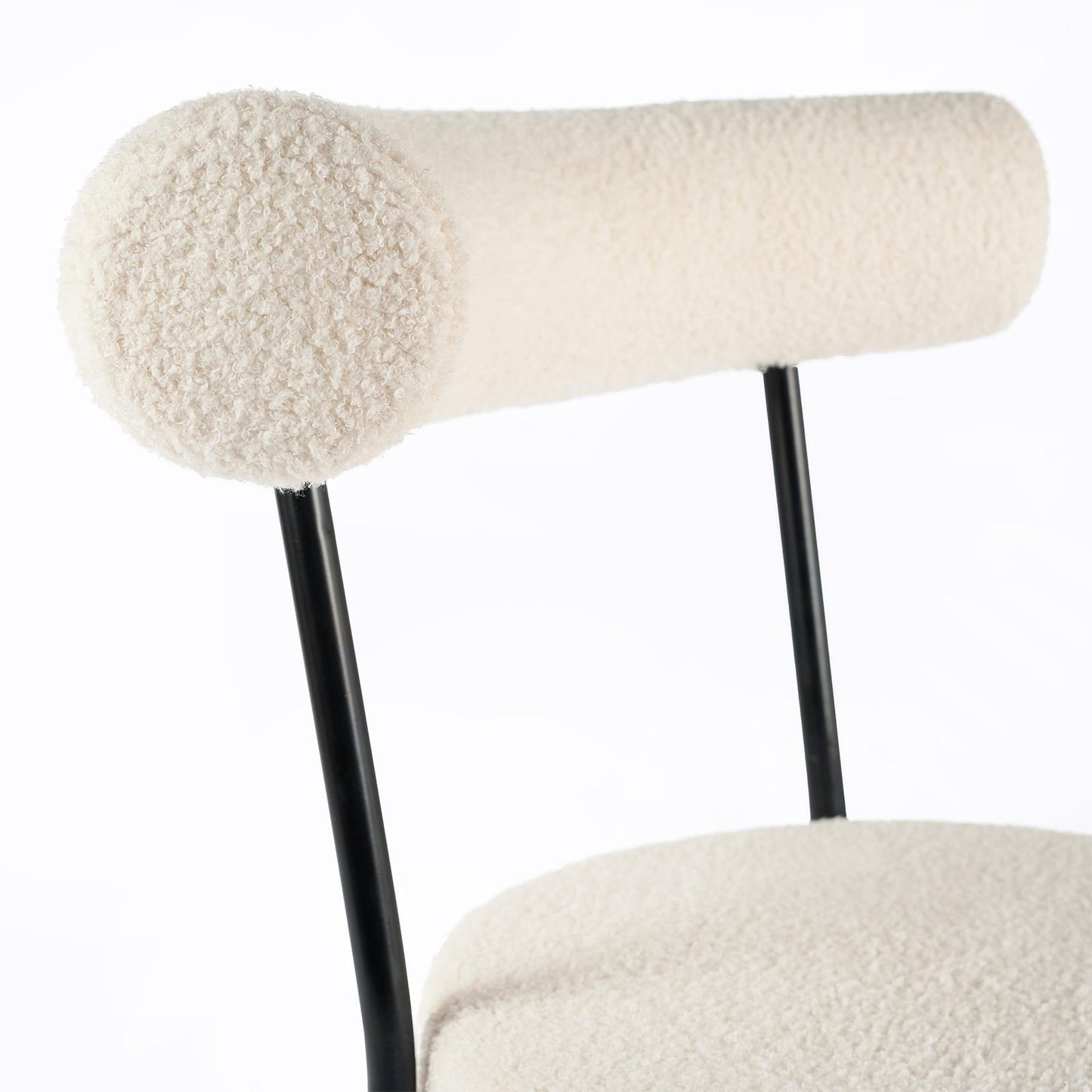 OHS Boucle Dining Chair with Metal Legs Modern Upholstered Kitchen Chair