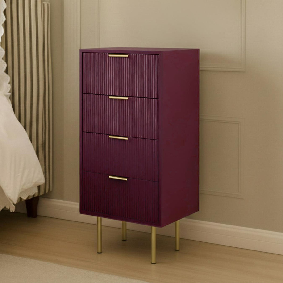 OHS Ribbed Drawer Unit Bedside Table 3/4/5/6 Draw Cabinet Nightstand Sideboard