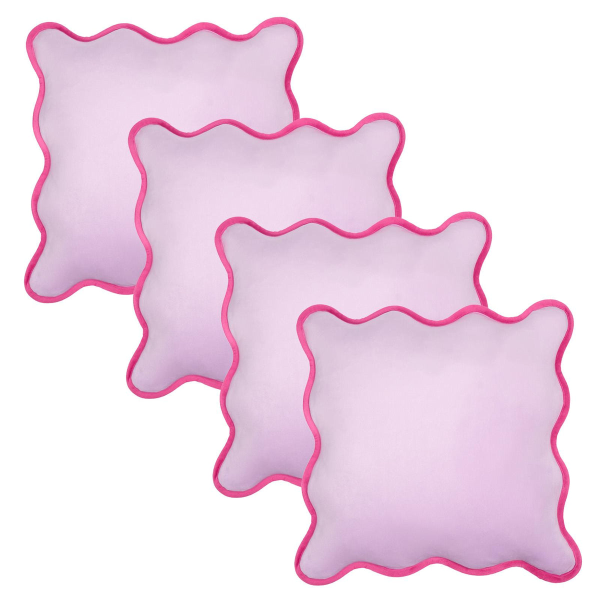 OHS Scallop Edge Cushion Covers Matte Velvet Square Pillowcases Filled Multipack