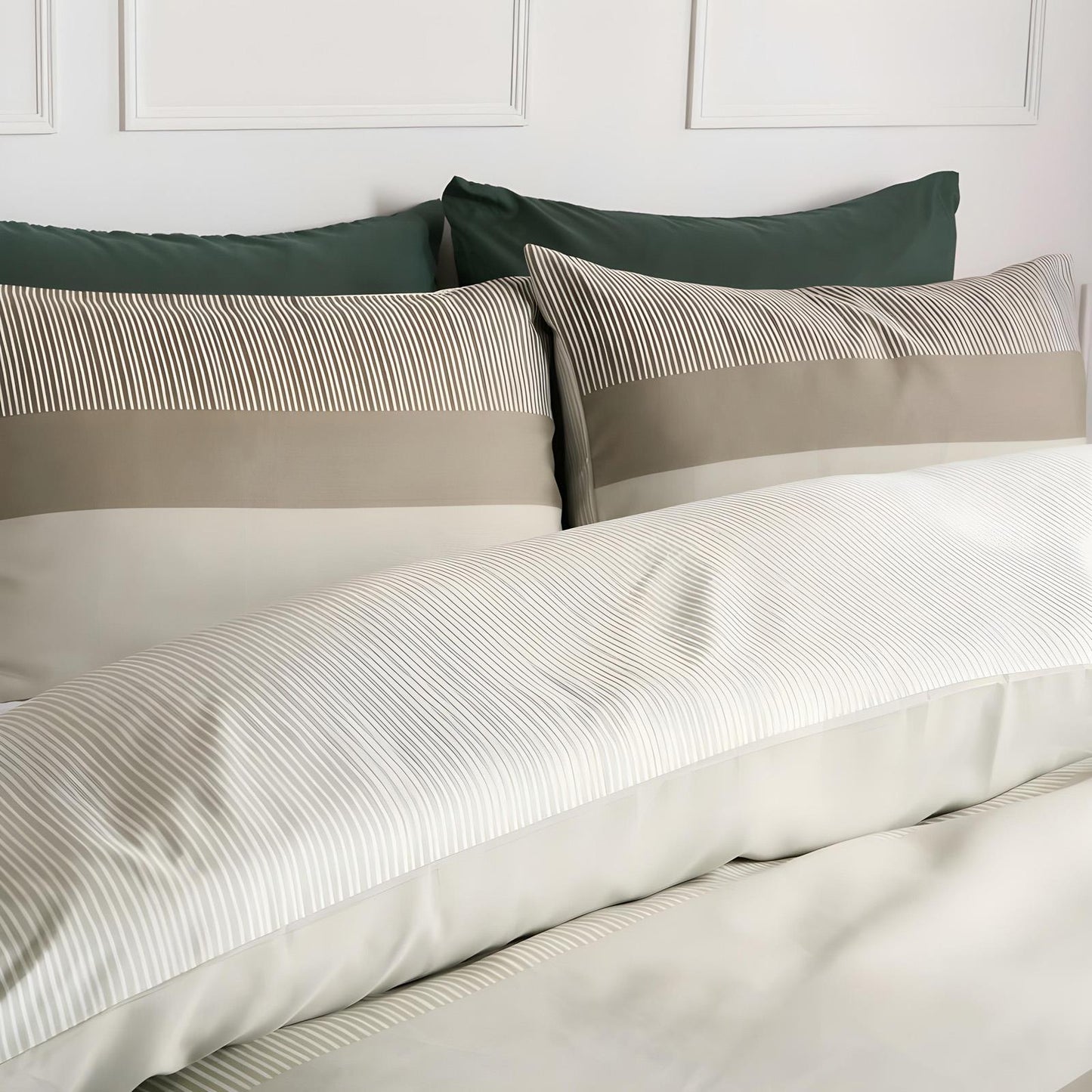 OHS Multi Stripe Bedding Set Microfibre Reversible Duvet Cover with Pillowcase