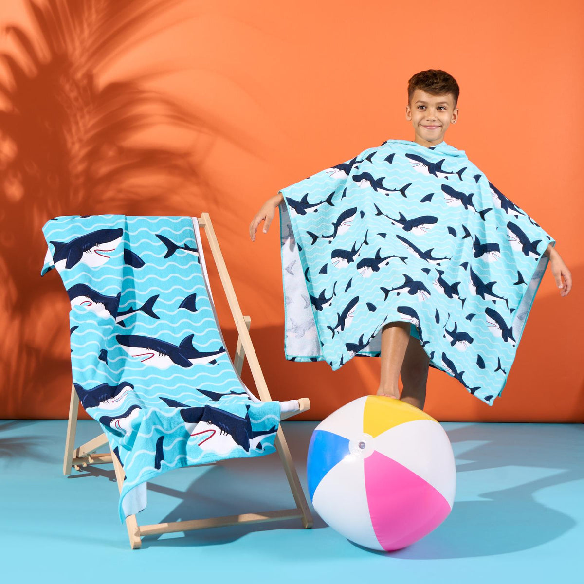 Kids Poncho Beach Towel Hooded Quick Dry Microfibre Holiday Swimming Absorbent