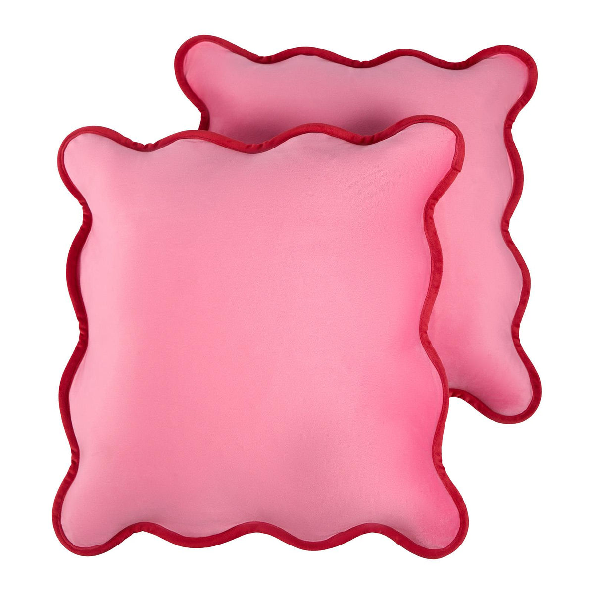 OHS Scallop Edge Cushion Covers Matte Velvet Square Pillowcases Filled Multipack