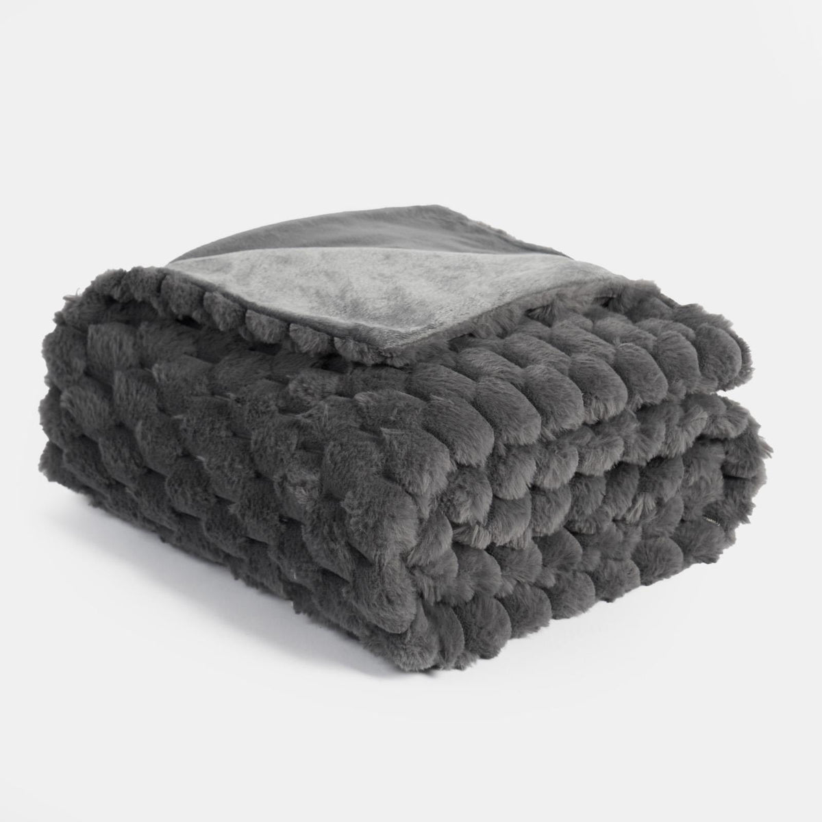 OHS Waffle Throw Bed Blanket Faux Fur Supersoft Warm Fleece Cosy Plush