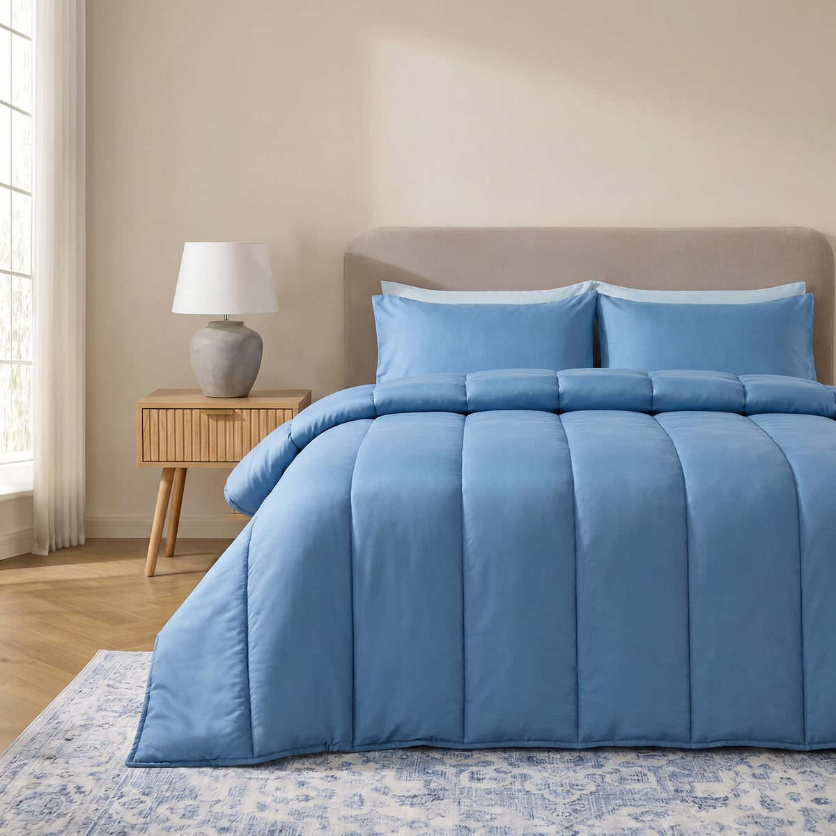 OHS Coverless Duvet & Pillowcase 10.5 Tog Bedding Set Easy Care Reversible
