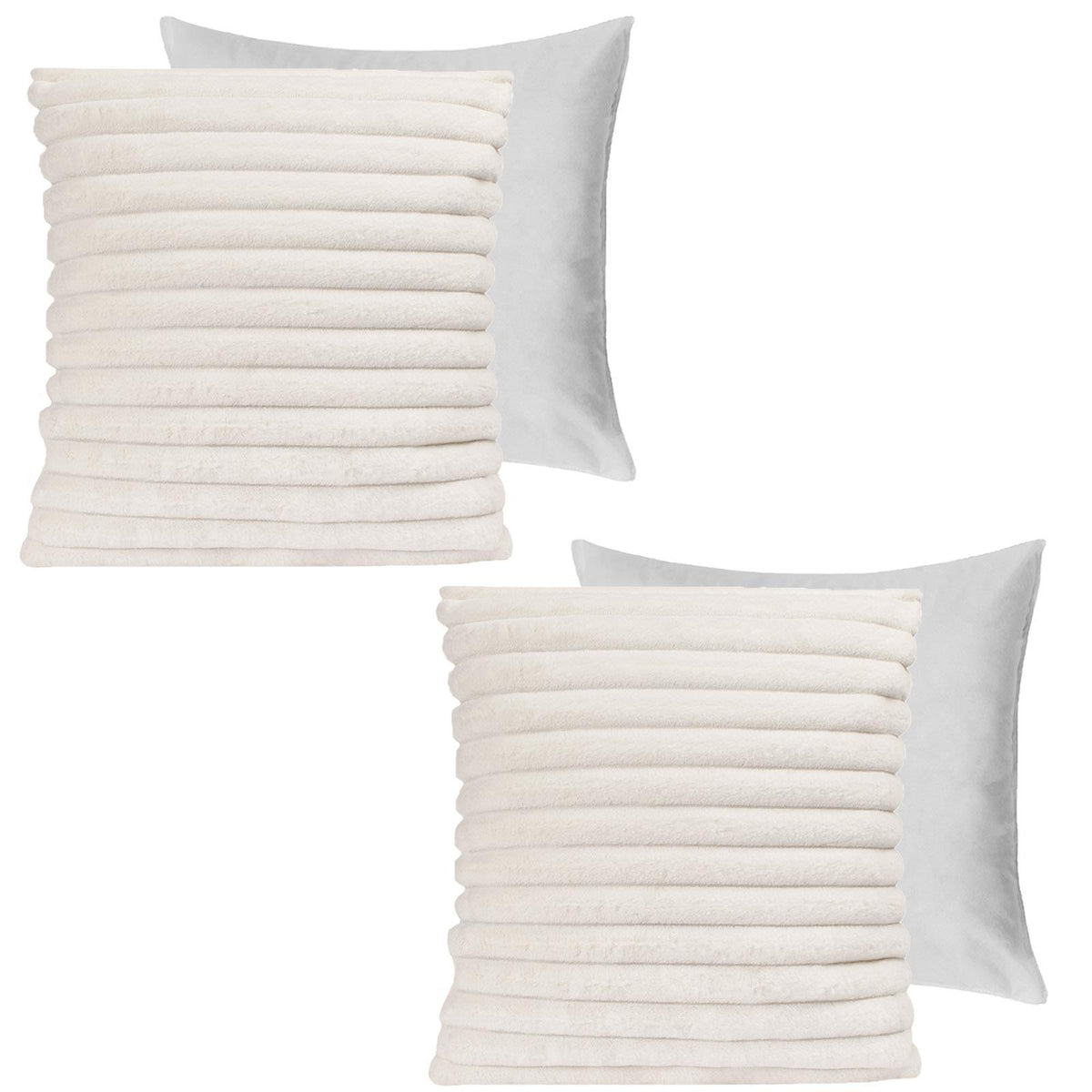 OHS Thick Rib Cushion Covers Faux Fur Soft Fleece Square Pillowcases Home Decor