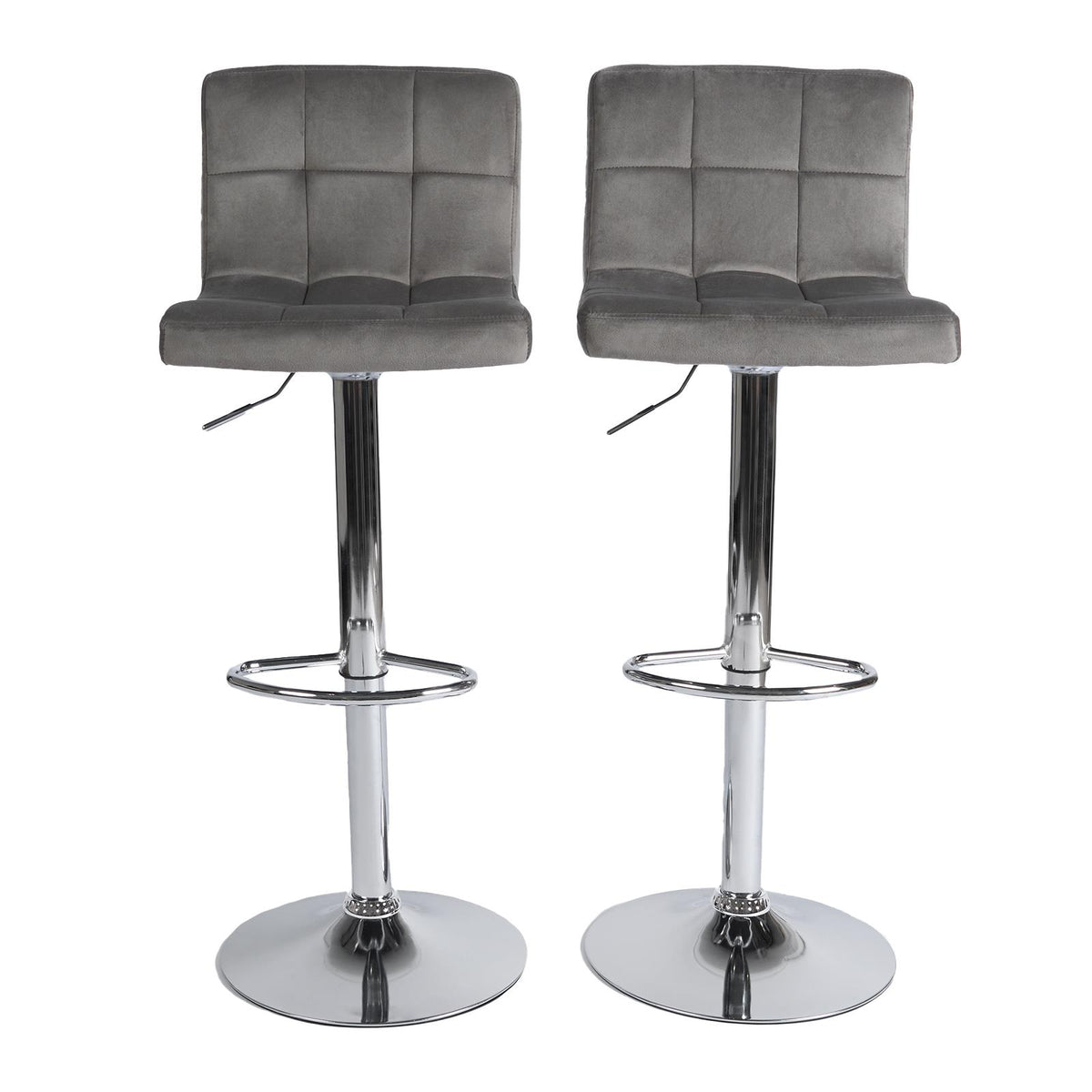 Adjustable Bar Stools x 2 Velvet Swivel Pub Seat Kitchen Breakfast Counter Chair